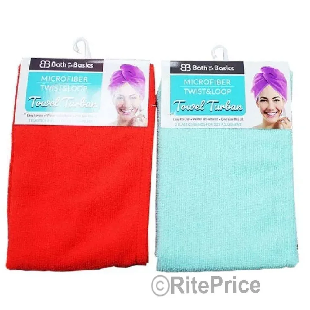 Turban Towels Twist Hair Quick Dry Microfiber Bath Hair Wrap Cap Hat Asst.(3 PK)